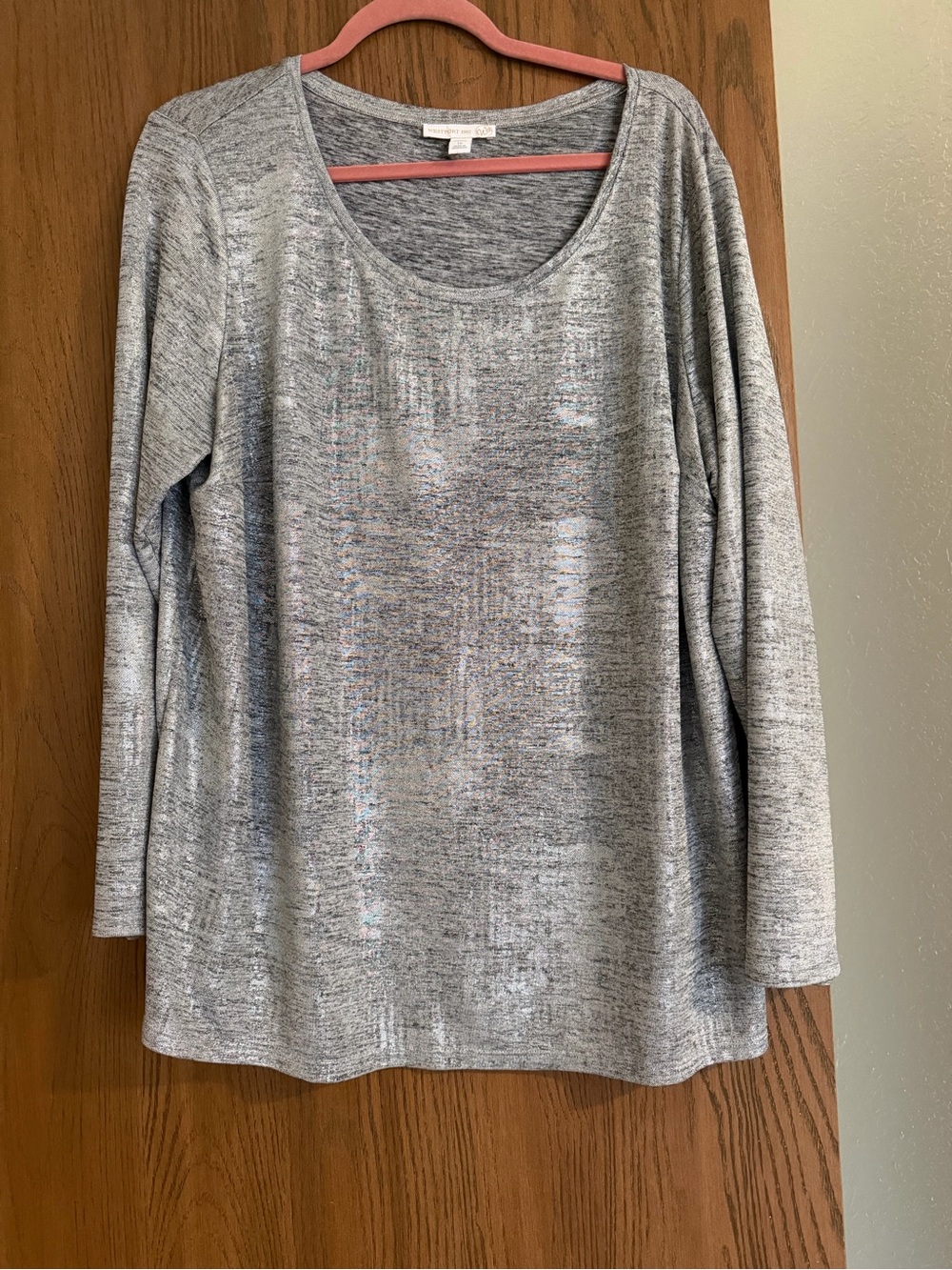 Westport Light Heather Gray Scoop Neck Long Sleeve Top